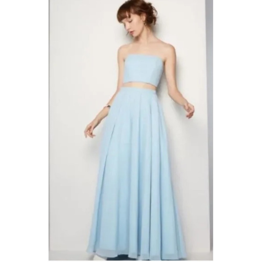 Fame and Partners The Maristel Two Piece Strapless Maxi Gown Set Size 4 NEW Blue